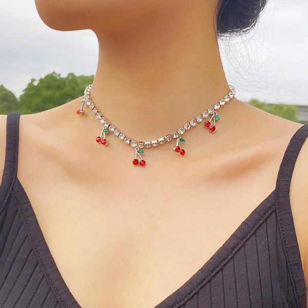 pendant necklaces women cherry choker rhinestone hip-hop tennis necklace chain fashion jewelry for girls birthday gift, Silver
pendant necklaces women cherry choker rhinestone hip-hop tennis necklace chain fashion jewelry for girls birthday gift, Silver
