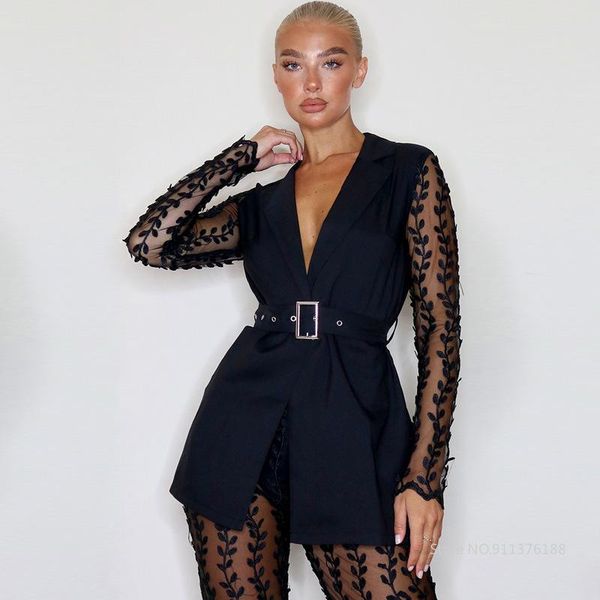 women's two piece pants 2021 fashion temperament slim through mesh lace small floral long sleeve jacket bell bottoms with belt buckle p, White
women's two piece pants 2021 fashion temperament slim through mesh lace small floral long sleeve jacket bell bottoms with belt buckle p, White