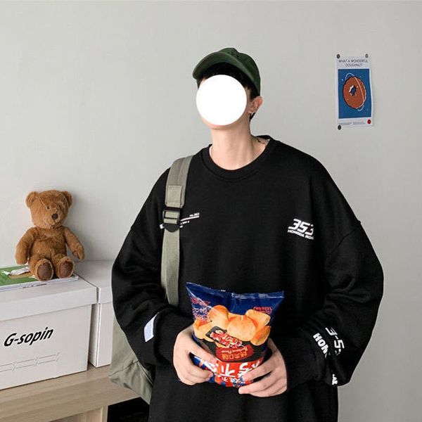 long-sleeved shirt large release from round-neck sweater korean style in the wild hip-hop fashion 1d1y, Black
long-sleeved shirt large release from round-neck sweater korean style in the wild hip-hop fashion 1d1y, Black