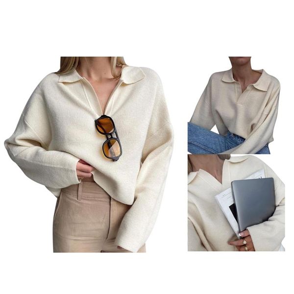 women's sweaters women autumn jumper sweater solid color lapel v-neck long-sleeves knitted loose pullover for girls white s//l, White;black
women's sweaters women autumn jumper sweater solid color lapel v-neck long-sleeves knitted loose pullover for girls white s//l, White;black