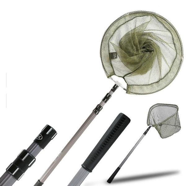 fishing accessories 1.7m 2.1m 2.5m 3.0m net portable folding landing nets extendable aluminium pole handle casting tackle pesca