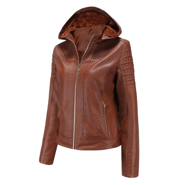 women's leather & faux nxh 2021 style hooded autumn winter suede jacket women elegant fashion pu luxury jackets, Black
women's leather & faux nxh 2021 style hooded autumn winter suede jacket women elegant fashion pu luxury jackets, Black