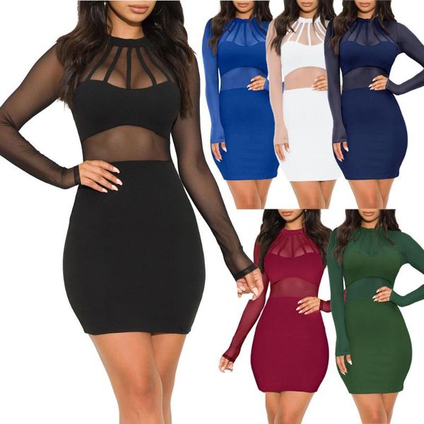 casual dresses fashion women wear mesh spliced hollow out crew neck long sleeve high waist vestido office lady night club party dress, Black;gray
casual dresses fashion women wear mesh spliced hollow out crew neck long sleeve high waist vestido office lady night club party dress, Black;gray