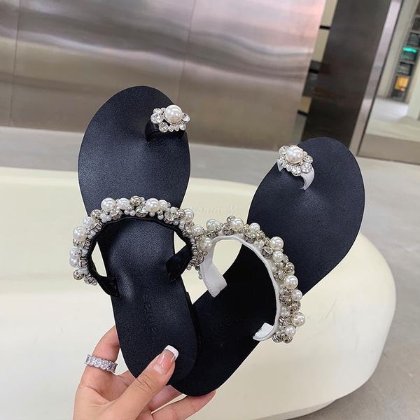 slippers o 2022 fashion pearl embellished women dress female summer beach shoes round toe chic rhinestone flat slide, Black
slippers o 2022 fashion pearl embellished women dress female summer beach shoes round toe chic rhinestone flat slide, Black