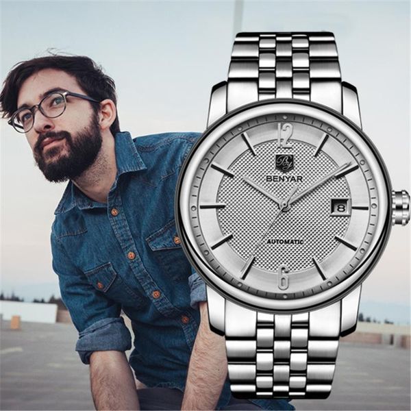 wristwatches brand benyar 5144 men's watches luxury business automatic mechanicl waterproof full steel men relogio masculino, Slivery;brown
wristwatches brand benyar 5144 men's watches luxury business automatic mechanicl waterproof full steel men relogio masculino, Slivery;brown