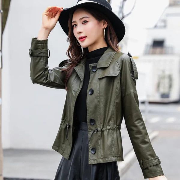 women's leather & faux 2021 summer black pu loose lapel button drawstring single-breasted fashion casual women all-match jacket
women's leather & faux 2021 summer black pu loose lapel button drawstring single-breasted fashion casual women all-match jacket