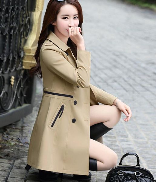 women's trench coats european and american fashion style windbreaker spring autumn korean mid-length coat, Tan;black
women's trench coats european and american fashion style windbreaker spring autumn korean mid-length coat, Tan;black