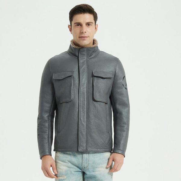 men's leather & faux genuine stand collar fur jacket mans casual sheepskin sherling gray winter coat for men clothing l - 5xl, Black
men's leather & faux genuine stand collar fur jacket mans casual sheepskin sherling gray winter coat for men clothing l - 5xl, Black