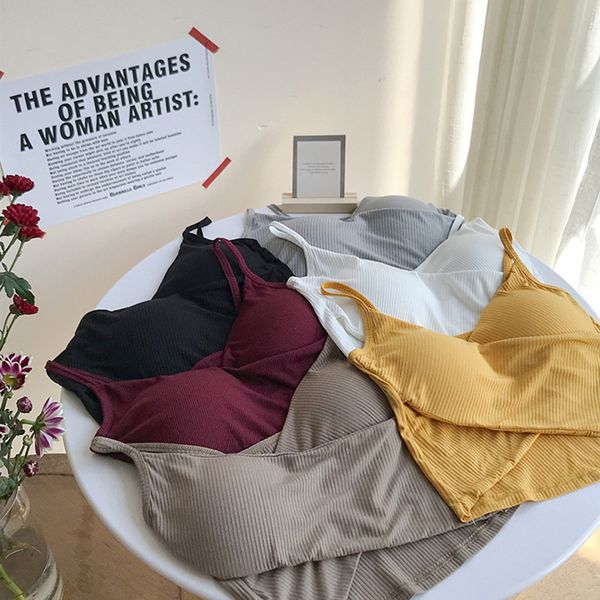 female v-neck solid color beautiful crop soft seamless lingerie fashion camisole, Black;white
female v-neck solid color beautiful crop soft seamless lingerie fashion camisole, Black;white