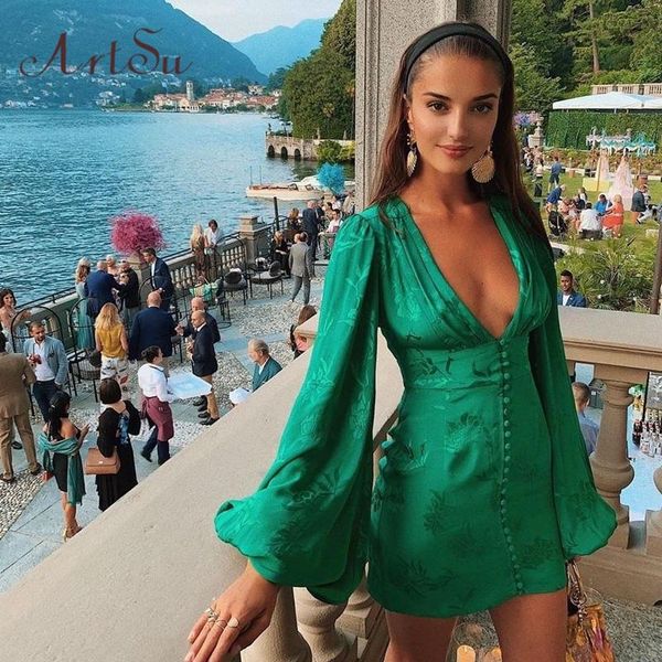 casual dresses women's satin green deep v neck botton lantern sleeve mini dress female party club autumn asdr60551, Black;gray
casual dresses women's satin green deep v neck botton lantern sleeve mini dress female party club autumn asdr60551, Black;gray