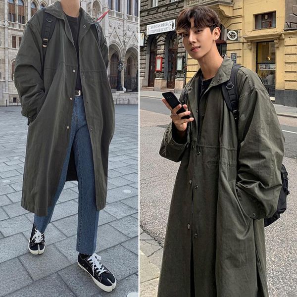 men's trench coats style handsome windbreaker spring autumn korean overcoat knee length student mid, Tan;black
men's trench coats style handsome windbreaker spring autumn korean overcoat knee length student mid, Tan;black