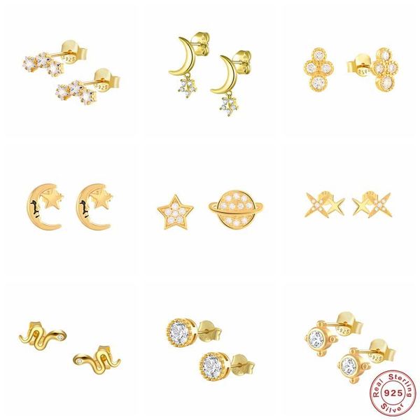 BOAKO 925 Sterling Silver Zircon Moon Star Planet Stud Earrings For Women Girls Shiny Crystal Snake Ear Stud Party Fine Jewelry, Golden;silver
BOAKO 925 Sterling Silver Zircon Moon Star Planet Stud Earrings For Women Girls Shiny Crystal Snake Ear Stud Party Fine Jewelry, Golden;silver