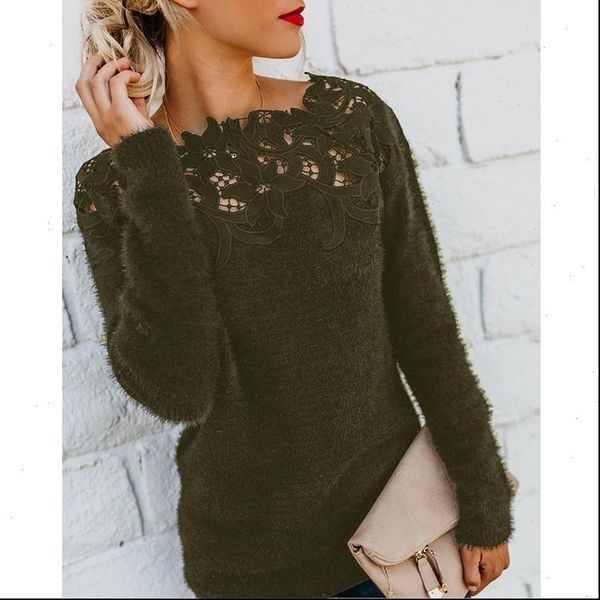 2021 women casual fleece plush pullovers lace hollow out slash neck sweater female elegant jumper plus size 5xl, White;black
2021 women casual fleece plush pullovers lace hollow out slash neck sweater female elegant jumper plus size 5xl, White;black