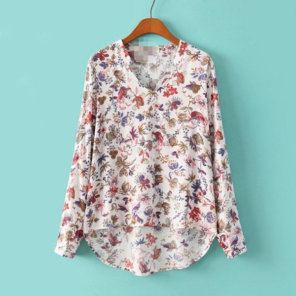 women autumn retro soft cotton v neck long sleeve shirt floral print chiffon blouse drop shipping, White
women autumn retro soft cotton v neck long sleeve shirt floral print chiffon blouse drop shipping, White