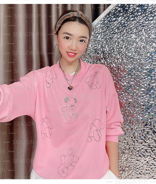 women's sweatshirts fall/winter style loose trendy round neck hoodless pullover blouse cute bear pattern, Black
women's sweatshirts fall/winter style loose trendy round neck hoodless pullover blouse cute bear pattern, Black