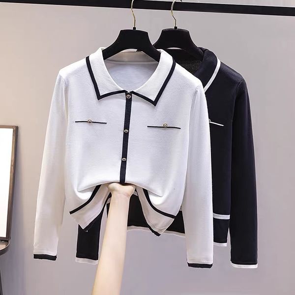 luxury ets korean outer layer with polo collar small fragrance sweater women's long sleeve coat in autumn 2021, Black;brown
luxury ets korean outer layer with polo collar small fragrance sweater women's long sleeve coat in autumn 2021, Black;brown