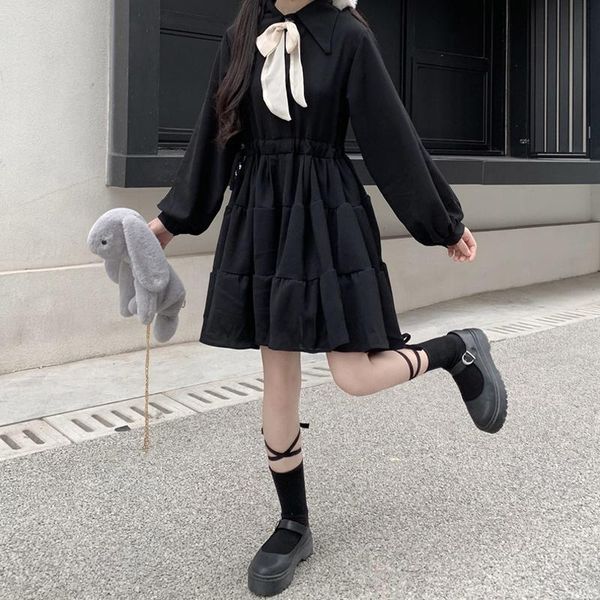 casual dresses korean ruffles loose black white high waist cake cute girls' one piece dress sweet spring women's clothing robe, Black;gray
casual dresses korean ruffles loose black white high waist cake cute girls' one piece dress sweet spring women's clothing robe, Black;gray