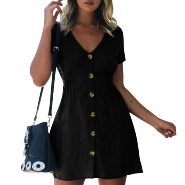 casual dresses summer women dress plus size short sleeve fashion high waist button placket female v neck loose mini a-line 2021 est, Black;gray
casual dresses summer women dress plus size short sleeve fashion high waist button placket female v neck loose mini a-line 2021 est, Black;gray