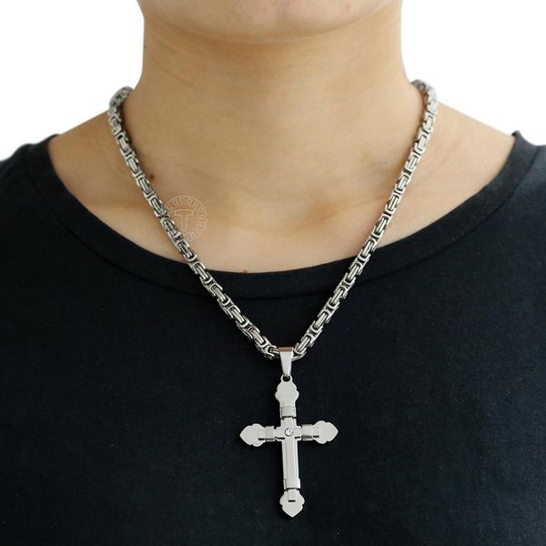 chains double layer cross pendant for men women silver color stainless steel byzantine box link chain charm 5mm lkp468
chains double layer cross pendant for men women silver color stainless steel byzantine box link chain charm 5mm lkp468