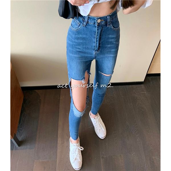 women's jeans with holes, high waist, thin, tight feet trousers, 2021 spring new dark, versatile pencil pants 9yyk, Blue
women's jeans with holes, high waist, thin, tight feet trousers, 2021 spring new dark, versatile pencil pants 9yyk, Blue