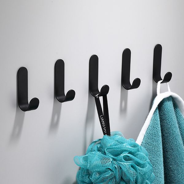 2021 new cloth hangers black wall hook nail key coat bag hat hanger aluminum robe hooks for home bathroom chmi