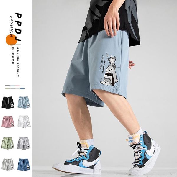 men's shorts 2021 summer straight drawstring cat print oversize japanese five-point casual, White;black
men's shorts 2021 summer straight drawstring cat print oversize japanese five-point casual, White;black