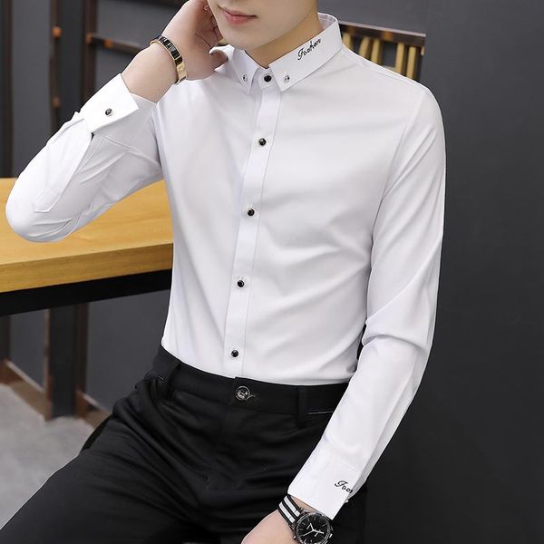 men's casual shirts men solid business slim fit formal dress shirt 2021 spring long sleeve camisas para hombre male -6xl, White;black
men's casual shirts men solid business slim fit formal dress shirt 2021 spring long sleeve camisas para hombre male -6xl, White;black