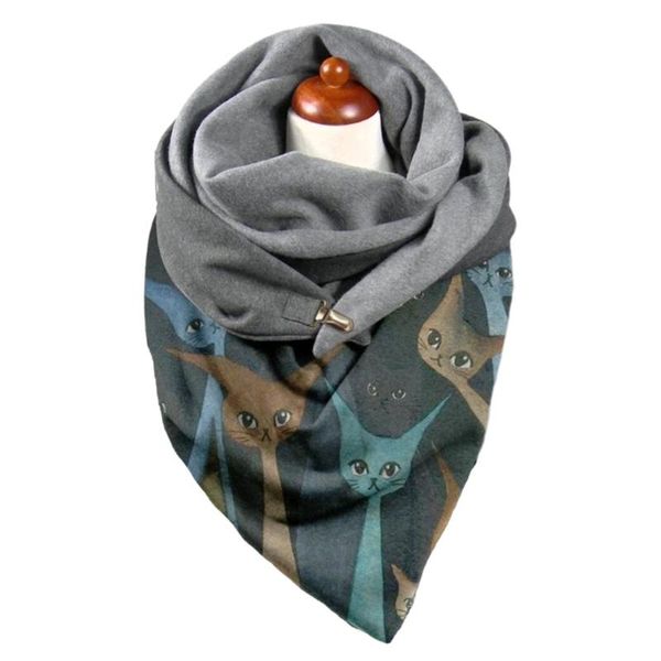 winter thick warm oversized triangle scarf with adjustable clip colorful kitten pattern shawl wrap snood blanket poncho, Blue;gray
winter thick warm oversized triangle scarf with adjustable clip colorful kitten pattern shawl wrap snood blanket poncho, Blue;gray