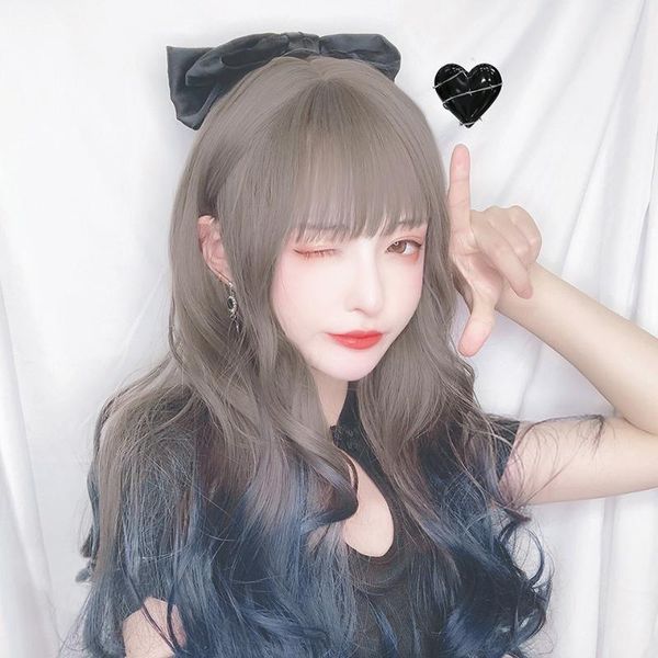 synthetic wigs huaya long wavy curly lolita cosplay wig gray ombre blue heat resistant with bangs girl daily party false hair, Black
synthetic wigs huaya long wavy curly lolita cosplay wig gray ombre blue heat resistant with bangs girl daily party false hair, Black