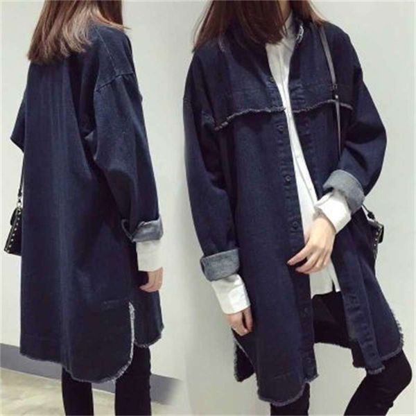 2021spring and autumn women's loose long sleeve denim cardigan windbreaker coat, Black;brown
2021spring and autumn women's loose long sleeve denim cardigan windbreaker coat, Black;brown