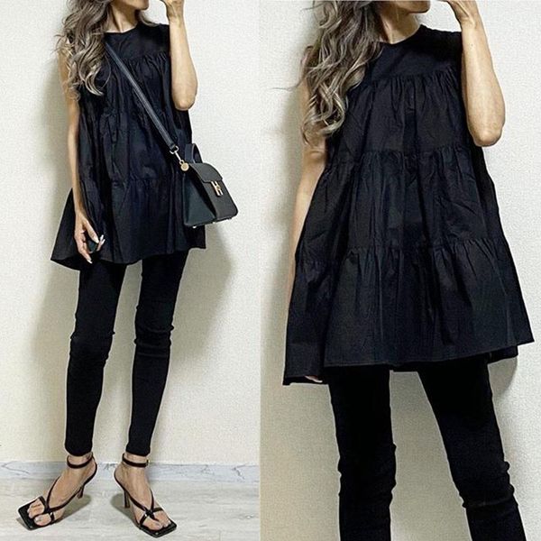 black blouse women sleeveless solid loose casual blouses pullover pleated summer korean solid fashion streetwear lady blouse, White
black blouse women sleeveless solid loose casual blouses pullover pleated summer korean solid fashion streetwear lady blouse, White