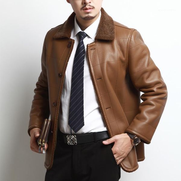 men's fur & faux sheep wool coat leather outside jacket business casual fashion casaco de couro, Black
men's fur & faux sheep wool coat leather outside jacket business casual fashion casaco de couro, Black