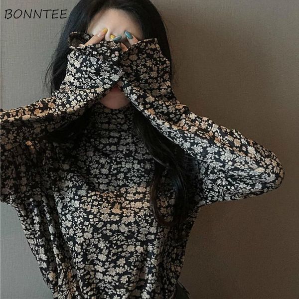 women lons sleeve t-shirts floral plus velvet thicken turtleneck autumn korean style autumn elegant ladies loose ins chic, White 
women lons sleeve t-shirts floral plus velvet thicken turtleneck autumn korean style autumn elegant ladies loose ins chic, White