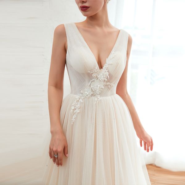 2021 deep v neck new arrival tulle and lace boho wedding plus size for girls backless bridal gown vestido de noiva 7p44, White
2021 deep v neck new arrival tulle and lace boho wedding plus size for girls backless bridal gown vestido de noiva 7p44, White