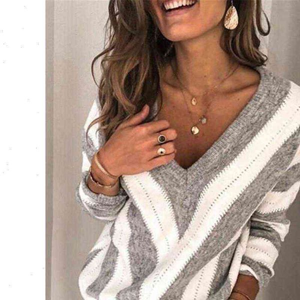 womens sweaters spring sweater loose korean medium length long sleeve v collar knitted stripe women pullover jumper outwear, White;black
womens sweaters spring sweater loose korean medium length long sleeve v collar knitted stripe women pullover jumper outwear, White;black