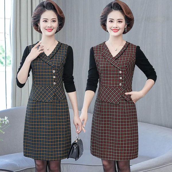 casual dresses middle-aged women 2021 fashion plaid dress spring autumn elegant slim plus size 5xl female clothing vestidos, Black;gray
casual dresses middle-aged women 2021 fashion plaid dress spring autumn elegant slim plus size 5xl female clothing vestidos, Black;gray