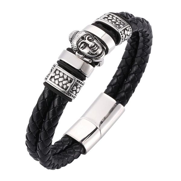 charm bracelets punk buddha bracelet men trendy jewelry black braided leather handmade stainless steel magnetic clasp wristband sp0059, Golden;silver
charm bracelets punk buddha bracelet men trendy jewelry black braided leather handmade stainless steel magnetic clasp wristband sp0059, Golden;silver