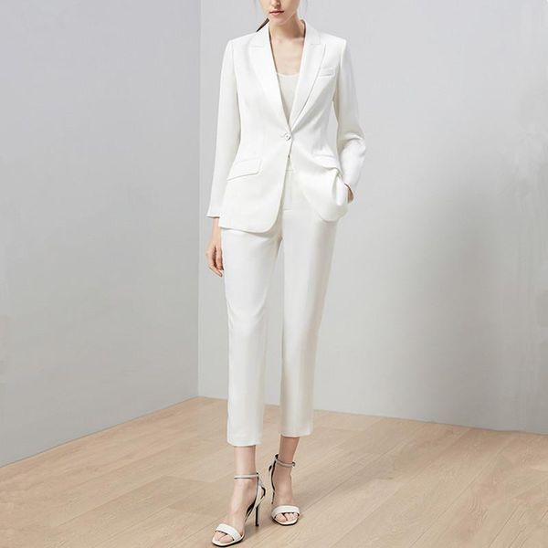 women's two piece pants arrival suit fashion slim two-piece blazer+ trousers suits office lady business wear, White
women's two piece pants arrival suit fashion slim two-piece blazer+ trousers suits office lady business wear, White