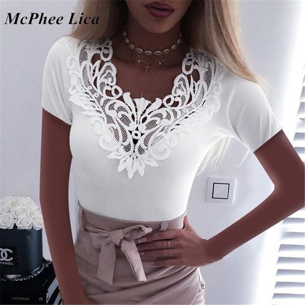 women's blouses & shirts women slim tunic lace v neck blouse 2021 elegant summer short sleeve flower plus size s-5xl, White
women's blouses & shirts women slim tunic lace v neck blouse 2021 elegant summer short sleeve flower plus size s-5xl, White