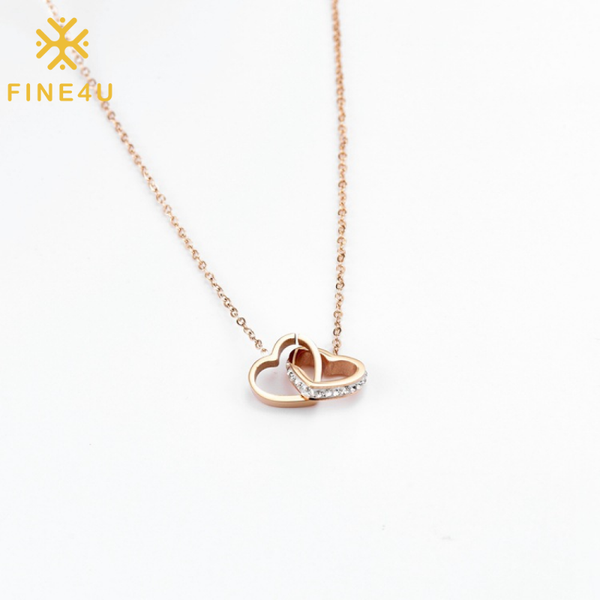 pendant necklaces fine4u n909 double heart for women rose gold color love necklace with cubic zirconia, Silver
pendant necklaces fine4u n909 double heart for women rose gold color love necklace with cubic zirconia, Silver