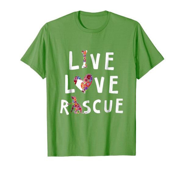 men's t-shirts live love rescue funny dog lover gift tshirt, White;black