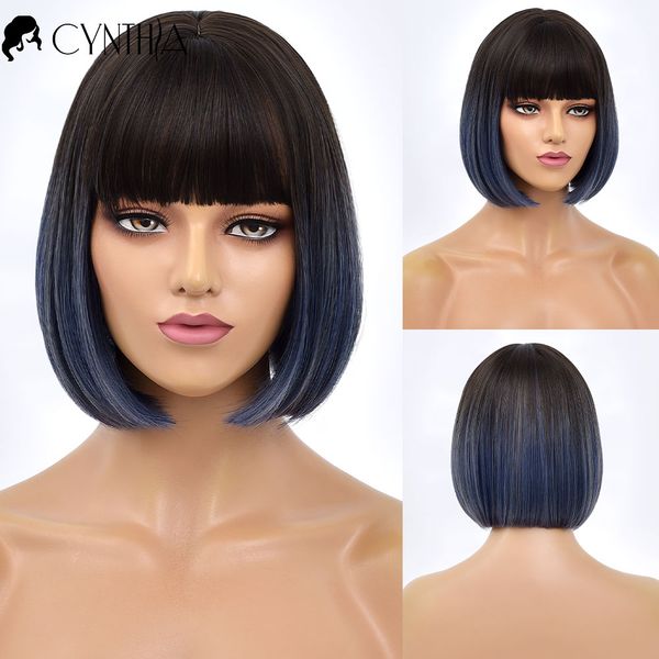 short straight black to blue ombre bob daily synthetic wigs for women with bangs heat resistant fiber cosplay hair bob wig
short straight black to blue ombre bob daily synthetic wigs for women with bangs heat resistant fiber cosplay hair bob wig