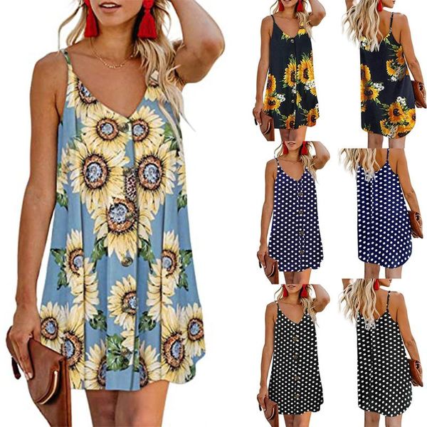 casual dresses summer fashion floral polka dot print sling ladies mini dress loose beach sunflower sleeveless short v-neck skirt -40, Black;gray
casual dresses summer fashion floral polka dot print sling ladies mini dress loose beach sunflower sleeveless short v-neck skirt -40, Black;gray