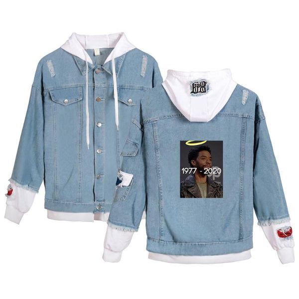men's jackets youthful fake two pieces chadwick boseman torn print hole denim jacket women's long sleeve hooded coats, Black;brown
men's jackets youthful fake two pieces chadwick boseman torn print hole denim jacket women's long sleeve hooded coats, Black;brown