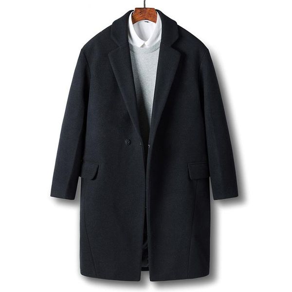 men's wool & blends woolen coat winter mid long casual thickened youth korean loose windbreaker for men, Black
men's wool & blends woolen coat winter mid long casual thickened youth korean loose windbreaker for men, Black