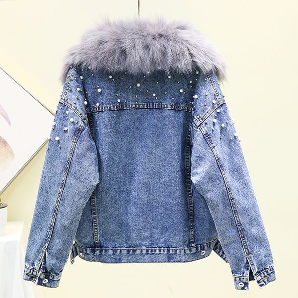 winter thick warm beading big fur collar removable fleece liner denim women korean loose short jeans jacket coat female ge1k, Black;brown
winter thick warm beading big fur collar removable fleece liner denim women korean loose short jeans jacket coat female ge1k, Black;brown