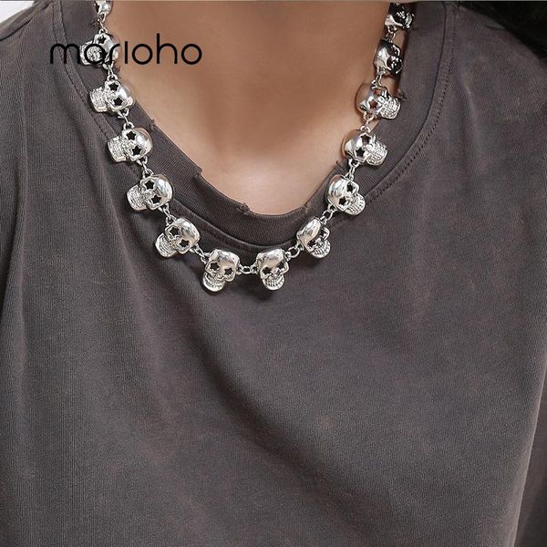 pendant necklaces marioho punk skull gold color statement vintage skeleton chain choker necklace for women gothic party jewelry, Silver
pendant necklaces marioho punk skull gold color statement vintage skeleton chain choker necklace for women gothic party jewelry, Silver