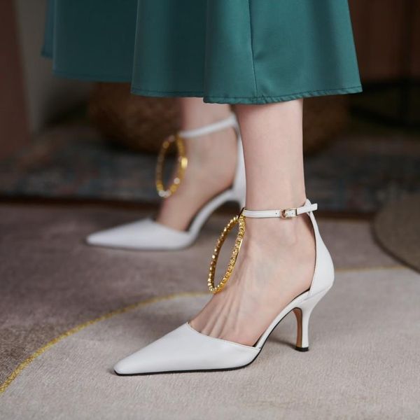 dress shoes white leather women pointed toe pumps shallow ankle strap prom party stilettos crystal circle 7cm high heels wedding, Black
dress shoes white leather women pointed toe pumps shallow ankle strap prom party stilettos crystal circle 7cm high heels wedding, Black
