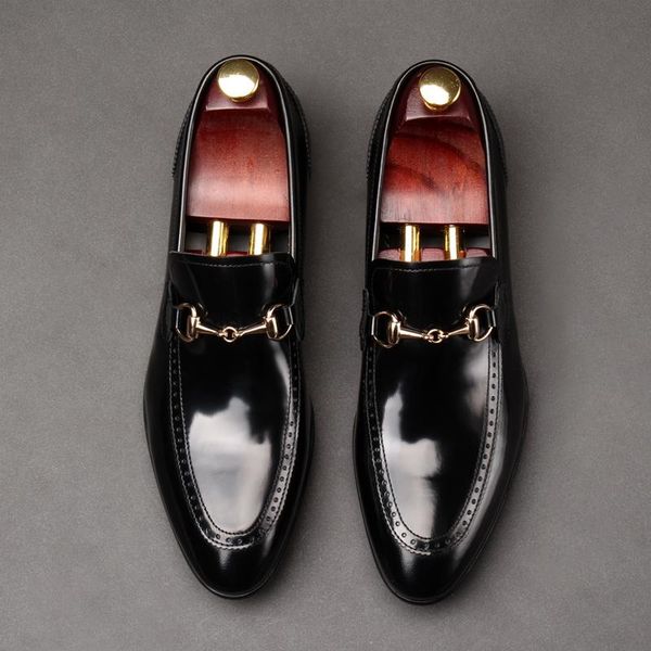 dress shoes men formal flat heel real leather horsebit fashion men's wedding party for buckles spring patent sapatos, Black
dress shoes men formal flat heel real leather horsebit fashion men's wedding party for buckles spring patent sapatos, Black