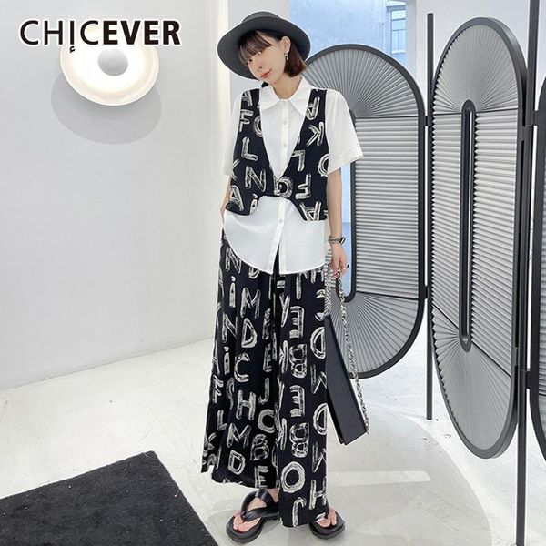 women's two piece pants chicever letter graphic set women lapel collar short sleeve shirt high waist wide leg colorblock suits females, White
women's two piece pants chicever letter graphic set women lapel collar short sleeve shirt high waist wide leg colorblock suits females, White